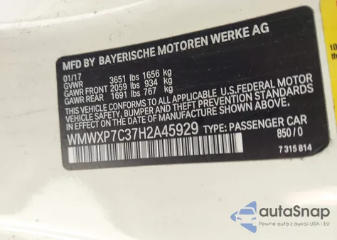 2017 Mini Hardtop Cooper S z USA, uszkodzony, nr VIN WMWXP7C37H2A45929